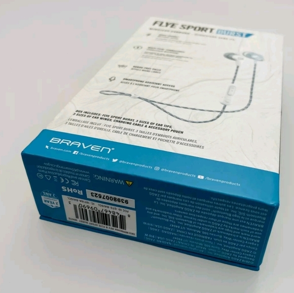 Braven FLYE SPORT BURST Wireless Bluetooth Earbuds with Burst Charge white - Picture 2 of 3